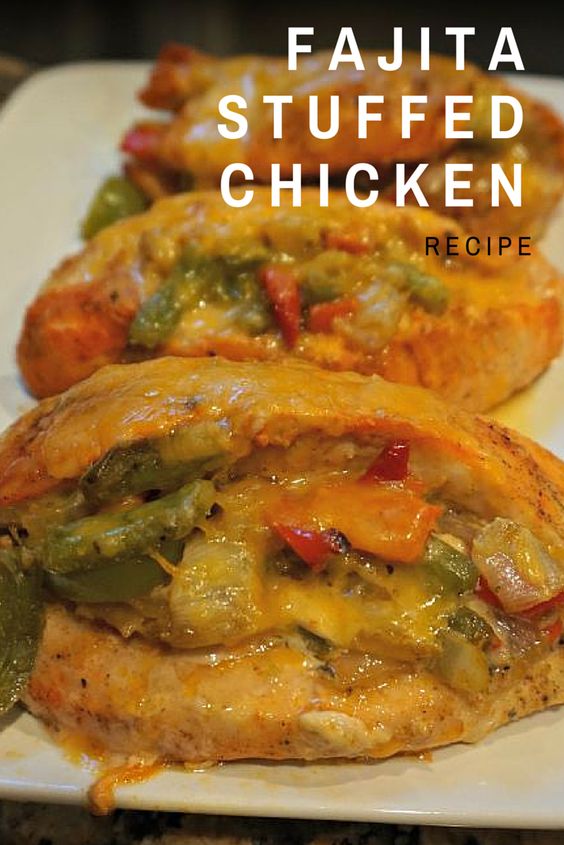 Amazing fajita stuffed chicken recipe. Tried it several times & it's delicious, family loves it. Only 230 calories!