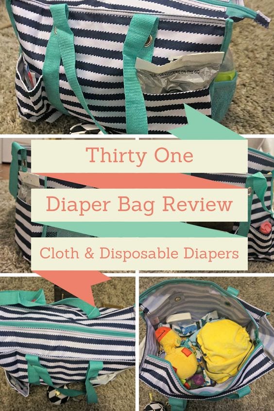Thirty One Diaper Bag Review for both cloth & disposable diapers. Thirty one utility tote zip top