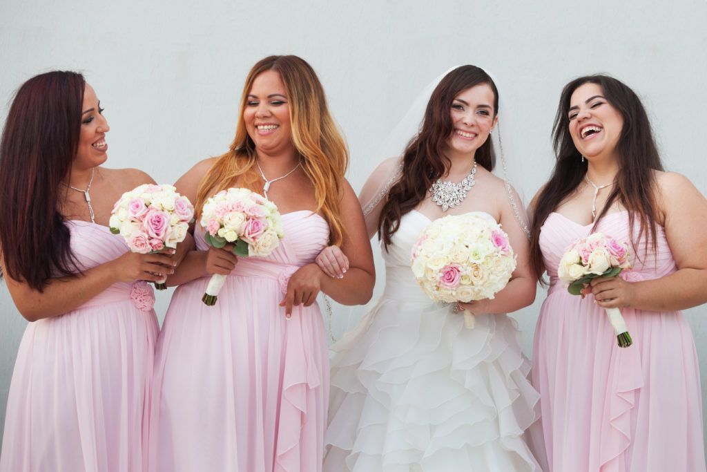 blush chiffon bridesmaid dresses