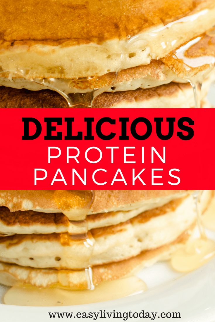 Did you know pancakes could still be a part of a healthy diet? This delicious and easy protein pancake recipe will be your new go to every morning! Click for recipe and video. (no banana) #proteinpancakes #healthybreakfast #21dayfix #cleaneating
