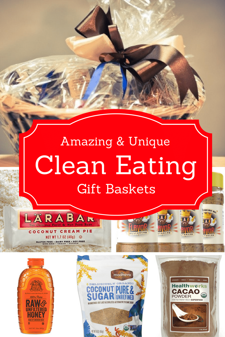 Great ideas for amazing and unique clean eating gift baskets that any clean eater will LOVE! Includes where to find the foods & baskets!