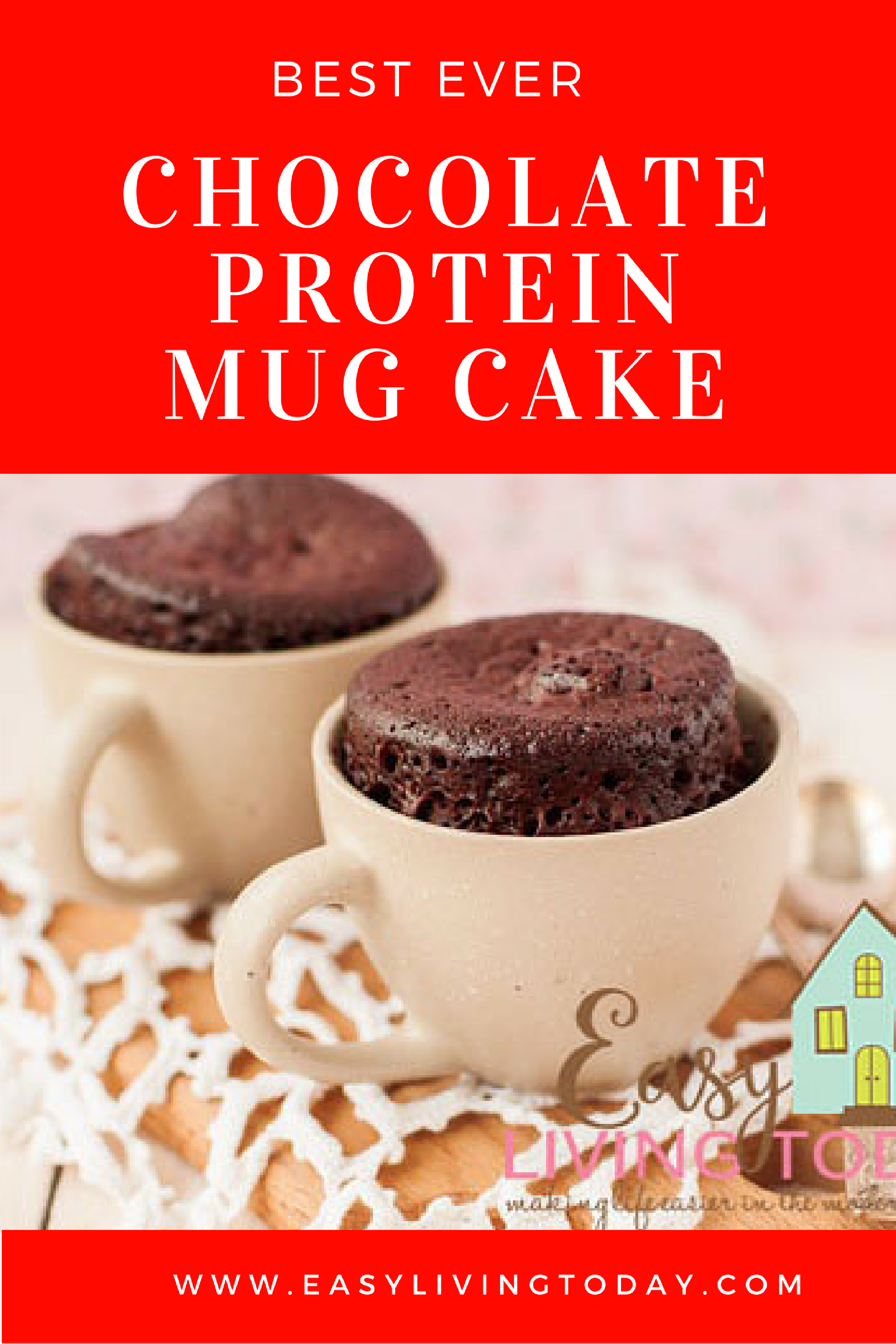 Best ever chocolate protein mug cake for clean eating! Tastes like regular chocolate cake! 21 day fix approved dessert as well