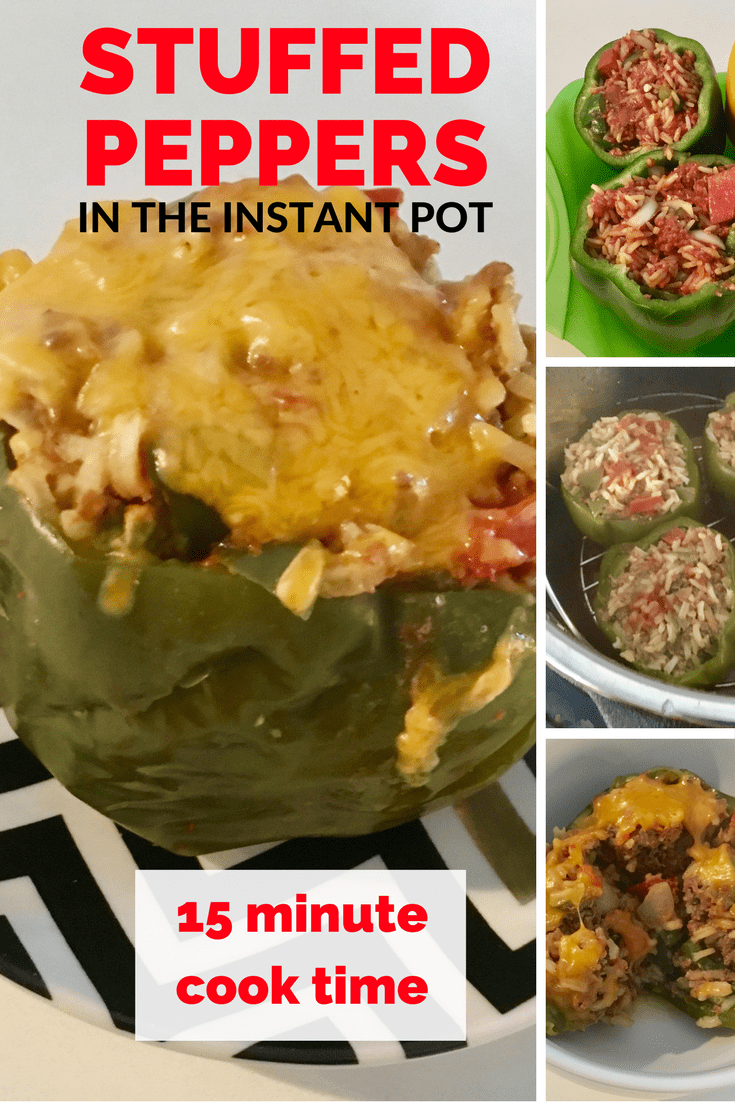 Super easy & delicious lunch or dinner that will be done cooking in 15 minutes! The prep time for these instant pot stuffed peppers is just 10 minutes, so you have a filling meal in just 25 minutes!