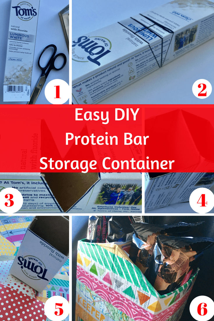 Do you love to have storage options for all the things, but also want to use less waste? Then creating your own storage containers is the perfect DIY project for you! This protein bar storage container is super cute and convenient, so make sure you give it a go. #LessWasteChallenge