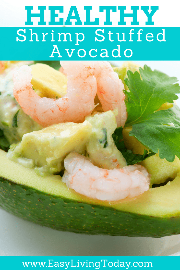 Need a delicious recipe that is quick, simple and doesn't require any actual cooking? This healthy, shrimp stuffed avocado recipe is perfect for you! It has a Mexican flavor and is amazing! Click for full recipe & avocado saving tips!