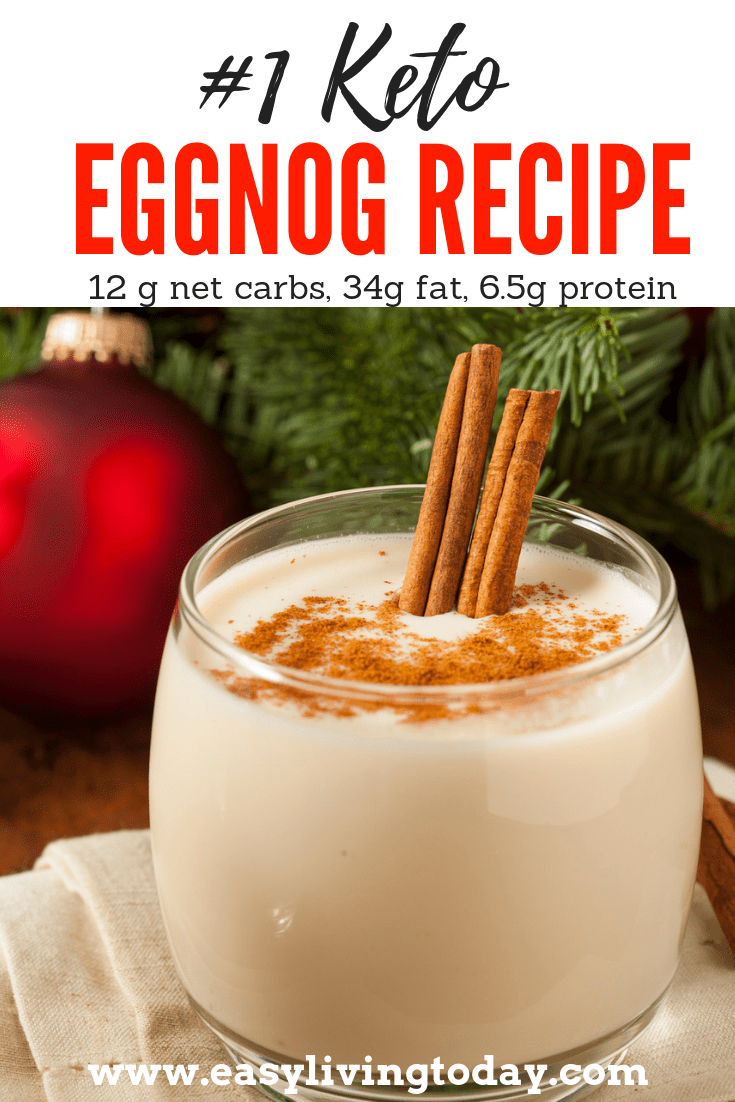 This delicious low carb keto eggnog recipe is super easy and perfect for any holiday party! You can make it either alcoholic or non-alcoholic and it will still be under 12g net carbs. Enjoy! #keto #ketogenicdiet #ketodiet #ketorecipes #ketoholidays