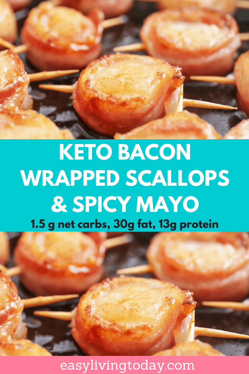 easy keto bacon wrapped scallops and spicy mayo recipe